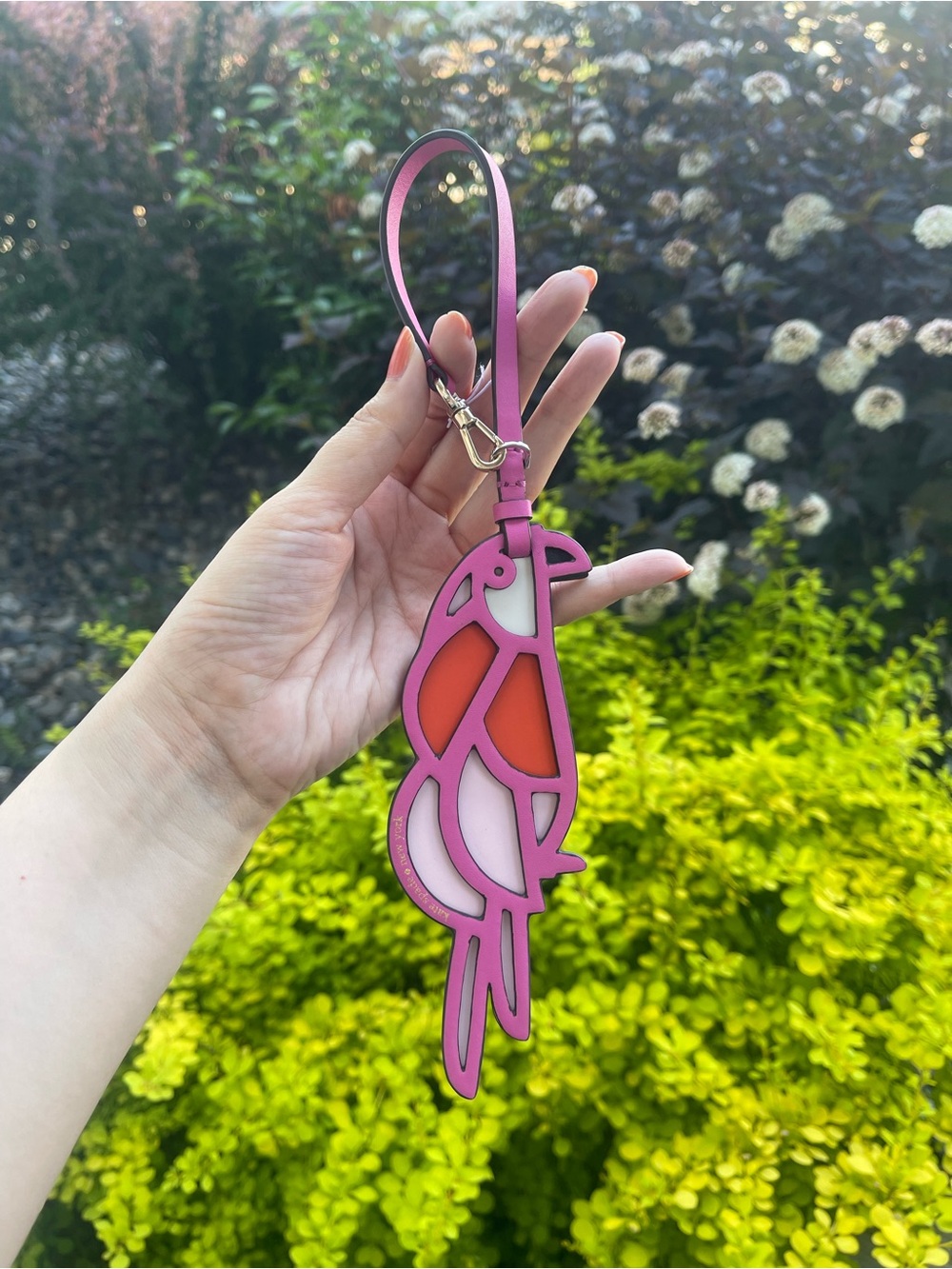 Kate spade Pink Parrot Leather Bag Charm Keychain